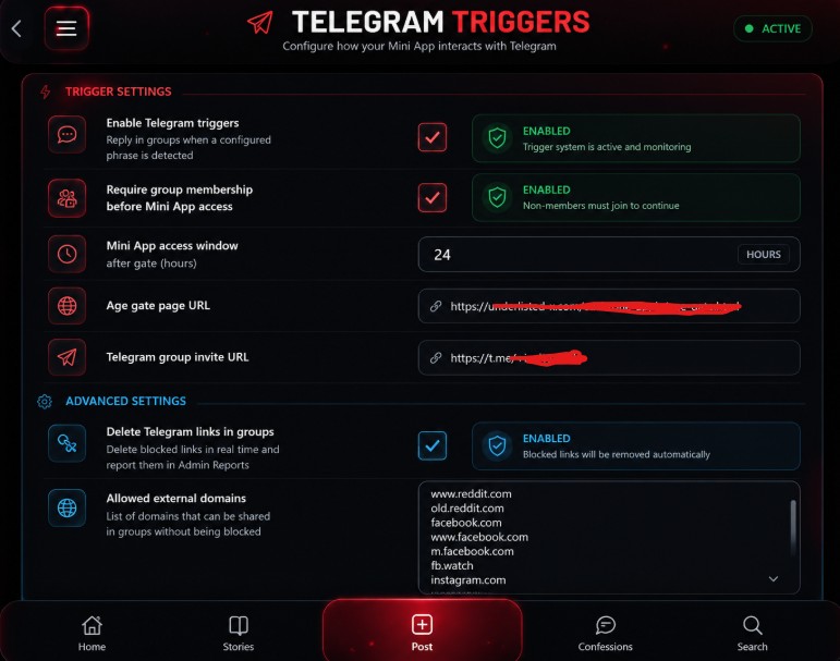 Automation trigger engine dashboard interface